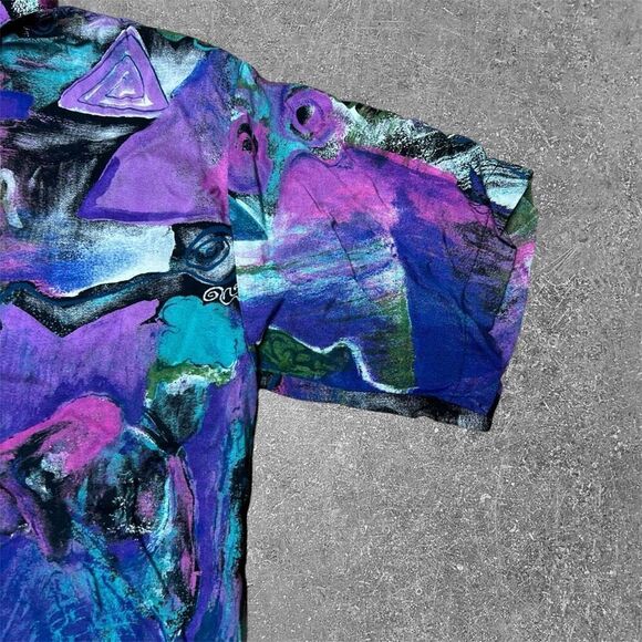 American Vintage 100% Rayon Button Up Shirt Womens Size 8 - Picture 3 of 6